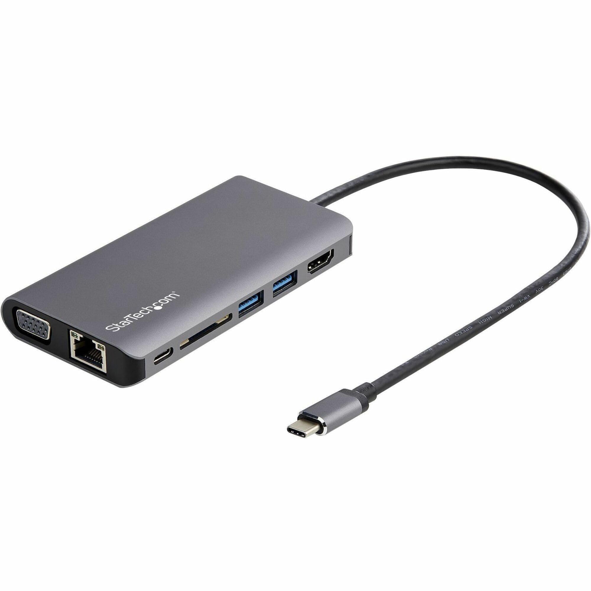 StarTech.com USB C Multiport Adapter - USB-C Mini Travel Dock w/ 4K HDMI or 1080p VGA - 3x USB 3.0 Hub, SD, GbE, Audio, 100W PD Pass-Through - Portable Docking Station for Laptop/Tablet (DKT30CHVAUSP)