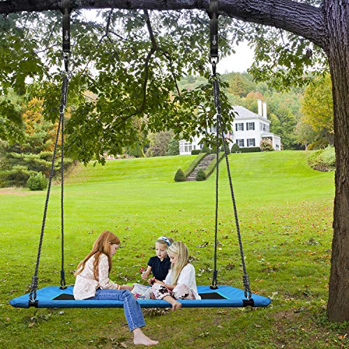 Trekassy 700lbs 60" Rectangle Platform Tree Swing for Kids and Adults Waterproof 2 Hanging Straps (Blue)