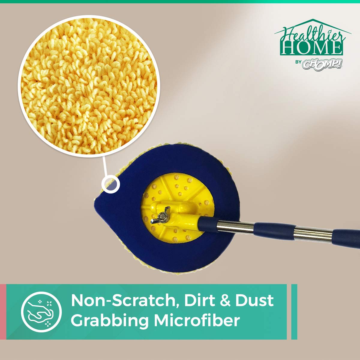 CHOMP! Microfiber Mop Refill Pack: 5 Minute CleanWalls 3-pak Yellow Reusable Washable Wall Washer, Ceiling Cleaner and Baseboard Duster - Dry Dust / Wet Wash Pads