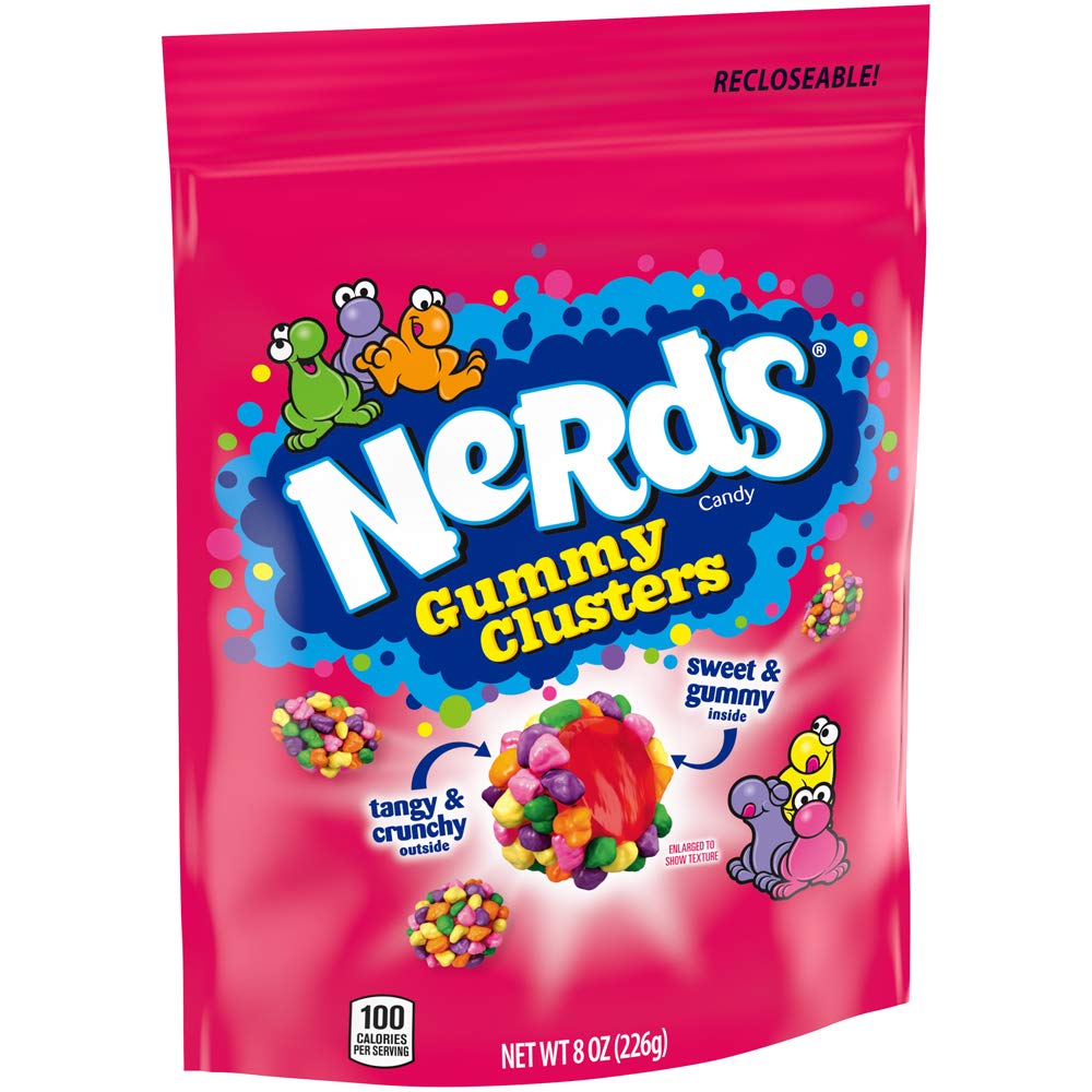 Nerds Gummy Clusters Candy, Rainbow, Resealable 8 Ounce Bag