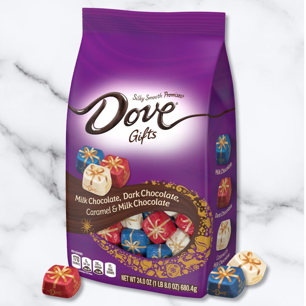 DOVE PROMISES Milk Chocolate, Dark Chocolate & Caramel & Milk Chocolate Christmas Candy Variety Assortment, 24 oz Bag