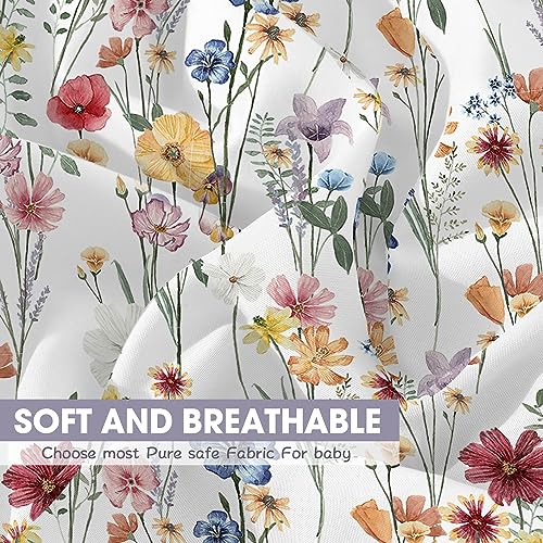 bimocosy Fitted Crib Sheets Girl Boy 4 Pack, Size 28"x 52" for Standard Crib and Toddler Mattresses, Super Soft Breathable Microfiber Baby Crib Mattress Sheet, Butterfly/Floral/Pink/Purple