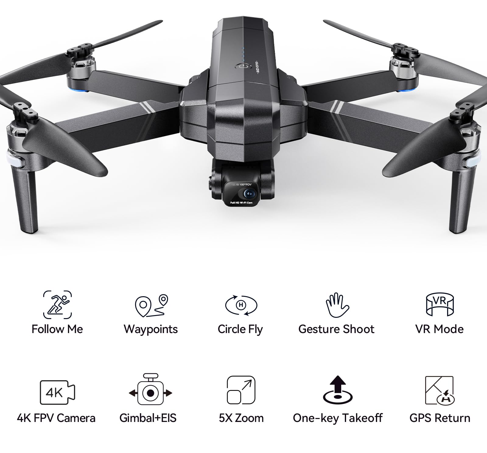 Ruko F11GIM2 Drones with Gimbal+EIS 4K Camera for Adults, 96 Min Long Flight Time 9800ft Long Range FPV, Auto Return Home with GPS, Foldable Quadcopter with Landing Pad, FAA Remote ID Compliant