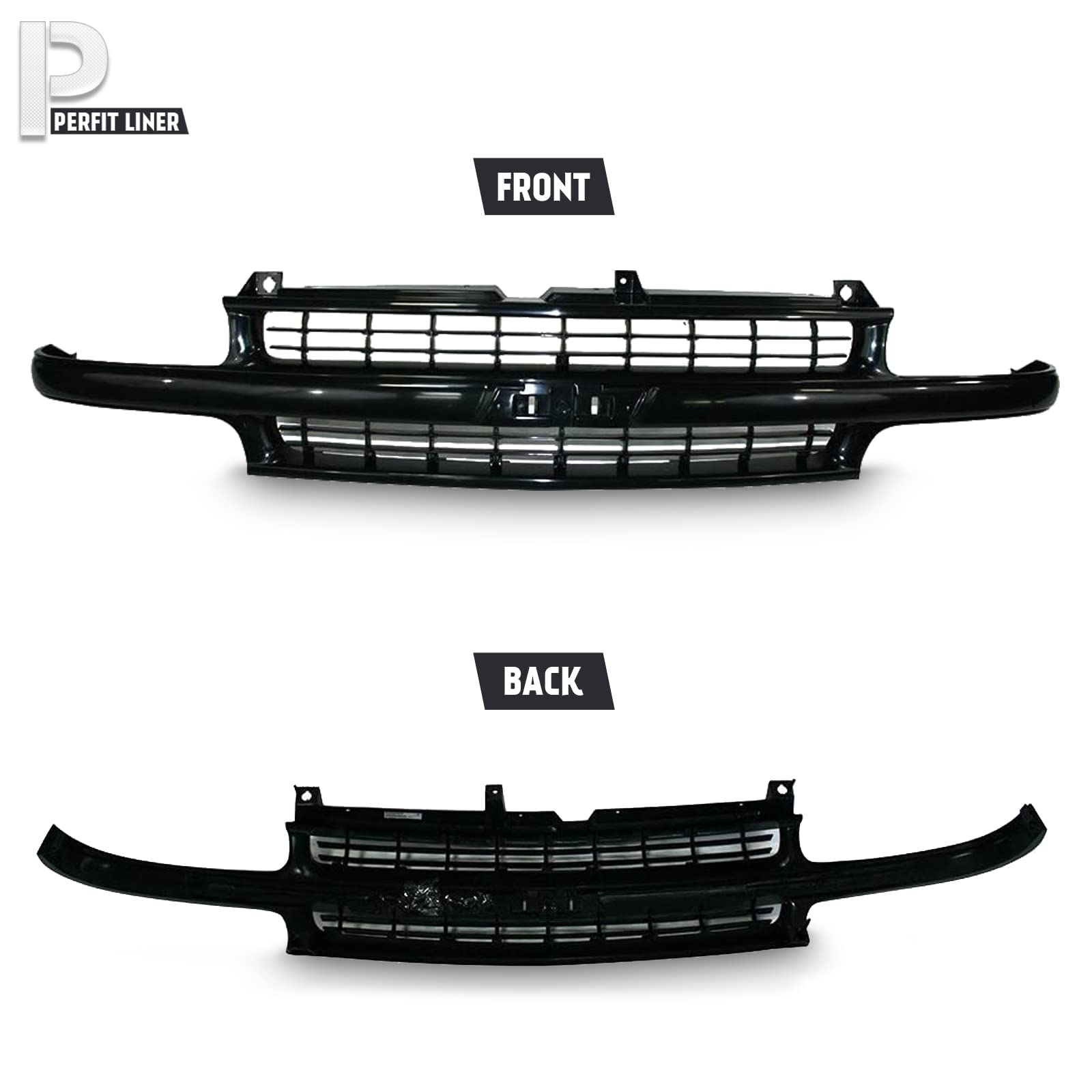 Perfit Liner Front Grille Grill Black Compatible with 1999-2002 Chevrolet Silverado 1500 2500 & 2000-2006 Tahoe Suburban 1500 2500 GM1200490 19131244
