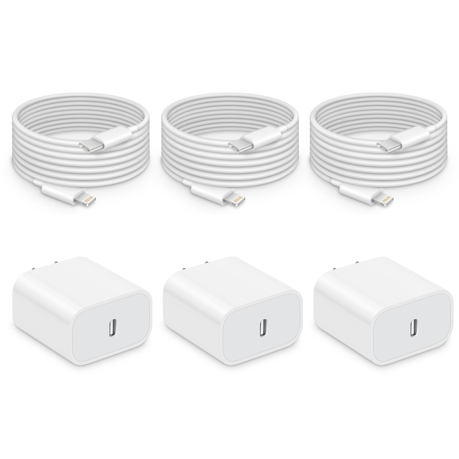 i Phone 12 13 14 Fast Charger, 20W USB C PD Wall Charger Block with 6FT i Phone Fast Charging Cord Compatible with i Phone 14/13/12/11/Pro Max/XS Max/XR/X/8 Plus,and More(3-Pack)