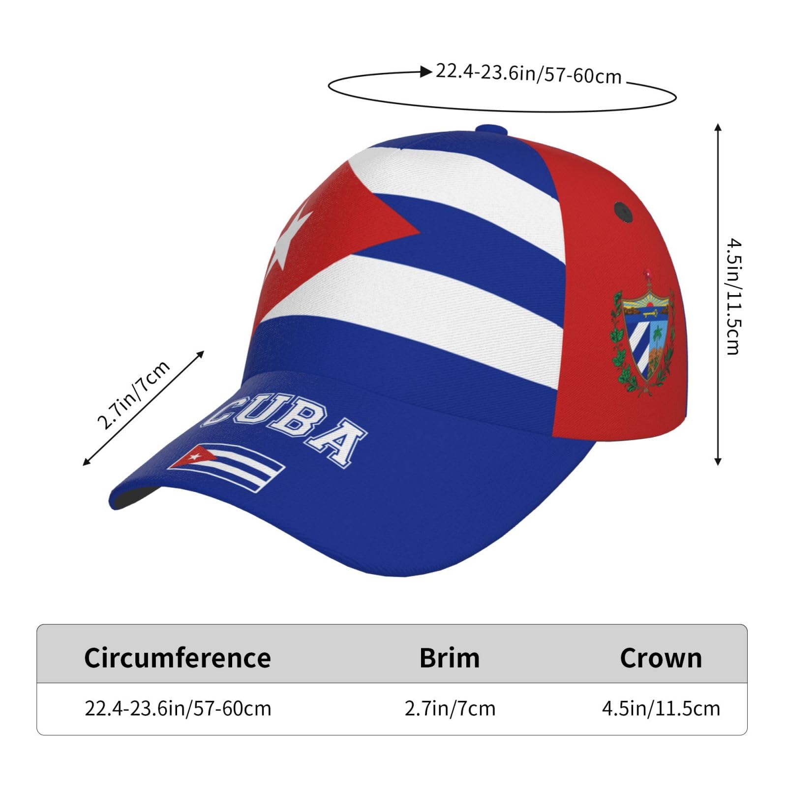 Cuba Flag Baseball Cap for Men Women, Fashion Flag of Hat Adjustable Sun Protection Visor Caps Trucker Hat Patriotic Dad Caps