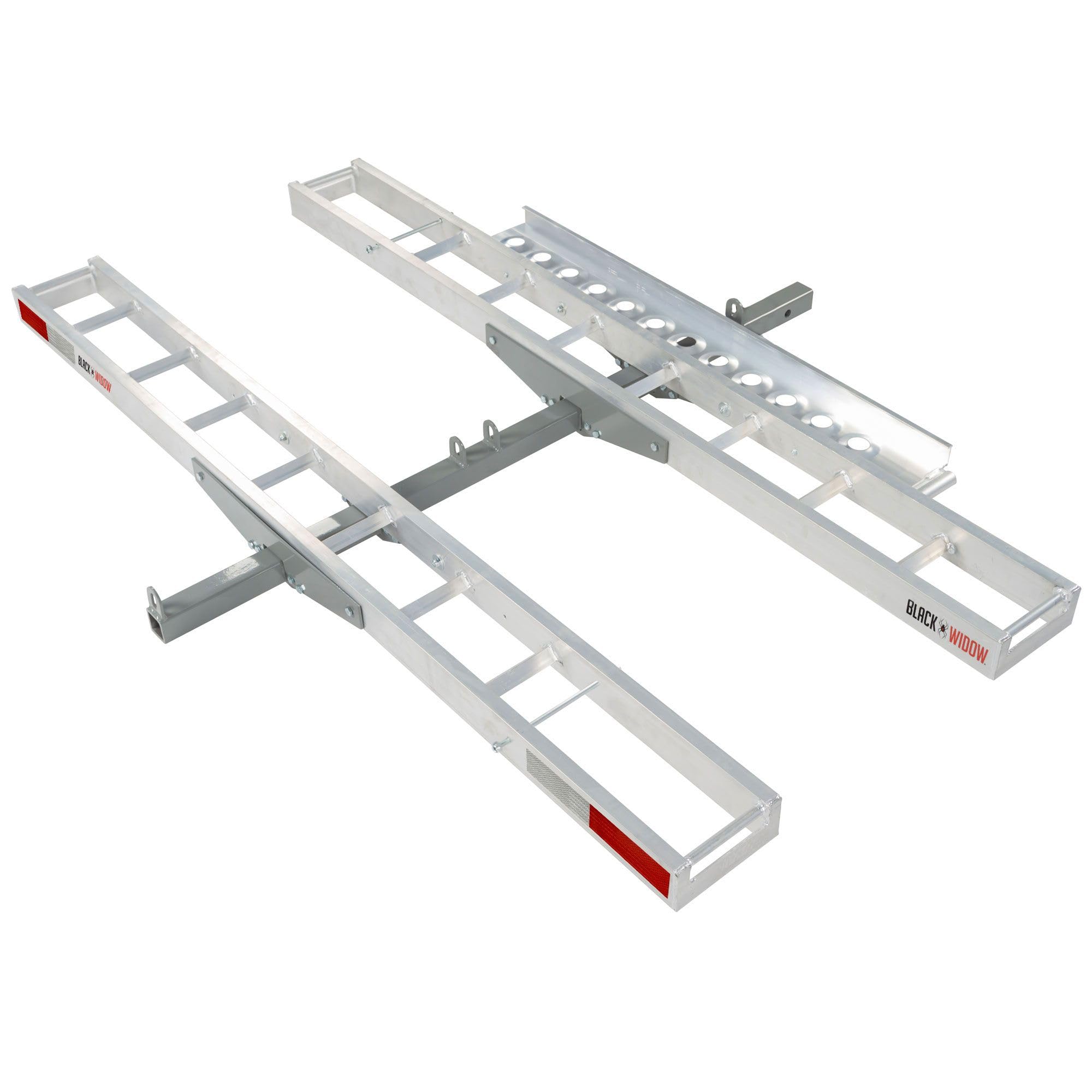 Rage Powersports Black Widow Dual Motorcycle Hitch Carrier with Loading Ramp Lightweight Aluminum 600 lb. Capacity Anti-Rattle Included Fits 2" Receiver