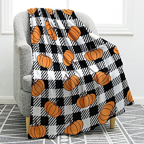 Jekeno Autumn Fall Maple Leaves Blanket Gifts for Women Kids Girls Thanksgiving Day Halloween Home Bedroom Living Room Decor Soft Cozy Lightweight Plush Throw Blankets Orange 50"x60"