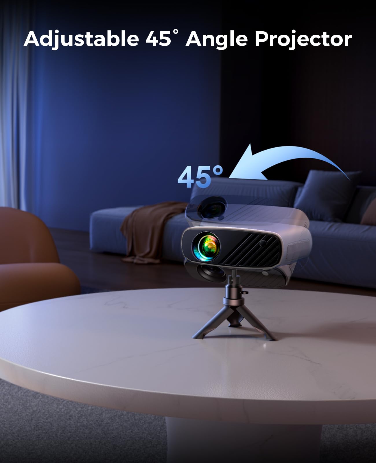 Mini Projector for iPhone, ELEPHAS 2024 Upgraded 1080P HD Projector, 8000L Portable Projector with Tripod, Movie Projector Compatible with Android/iOS/Windows/TV Stick/HDMI/USB