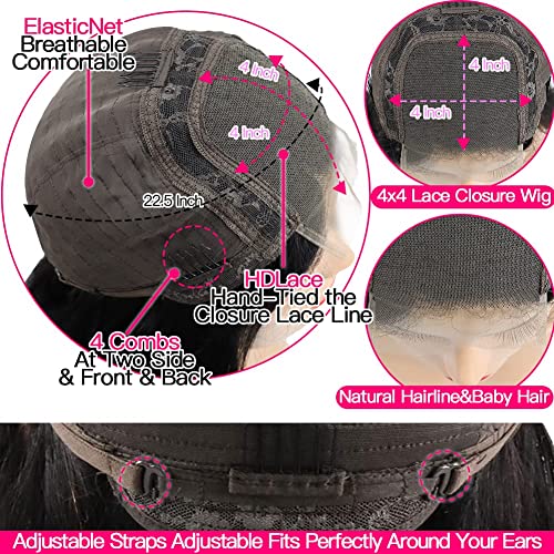 8 Inch Bob Wig Human Hair Body Wave Lace front Wigs For Black Women Human Hair 4x4 Lace Closure Loose Wave Brazilian Virgin Remy Hair Pre Plucked With Baby Hair