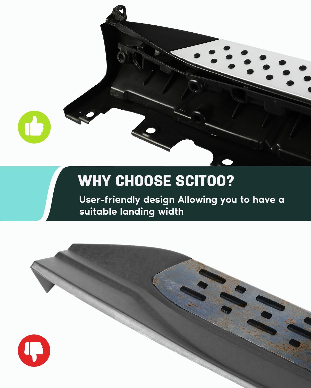 SCITOO Nerf Bar Running Board Side Step Fit for 2007-2013 For BMW X5 Crew Cab Plastic 30% Aluminum Alloy 40% Iron 30% Rock Sliders