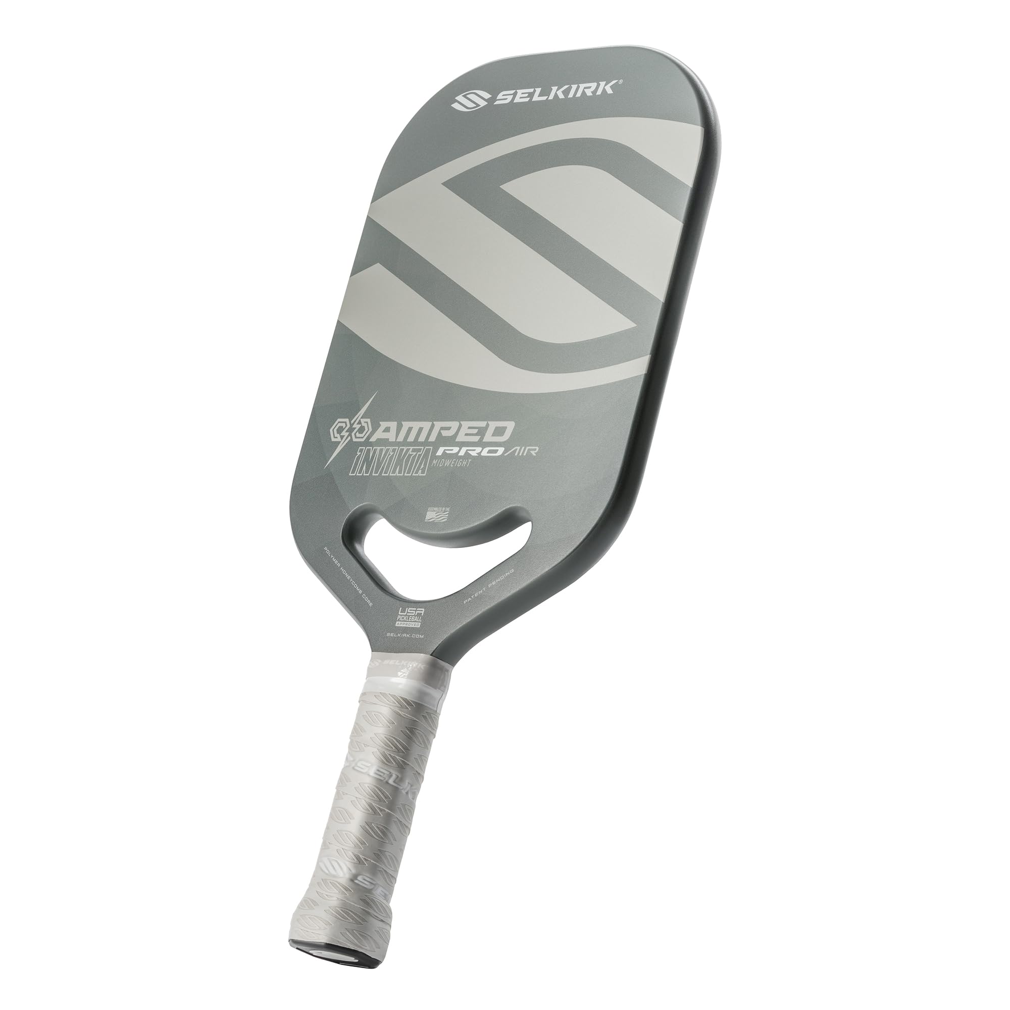 2024 Selkirk Amped Pro Air Pickleball Paddle | Fiberglass Pickleball Paddle with a Polypropylene X5+ 16mm Core | Throatflex | Flex Foam | Pickleball Rackets Made in The USA | Invikta Silver