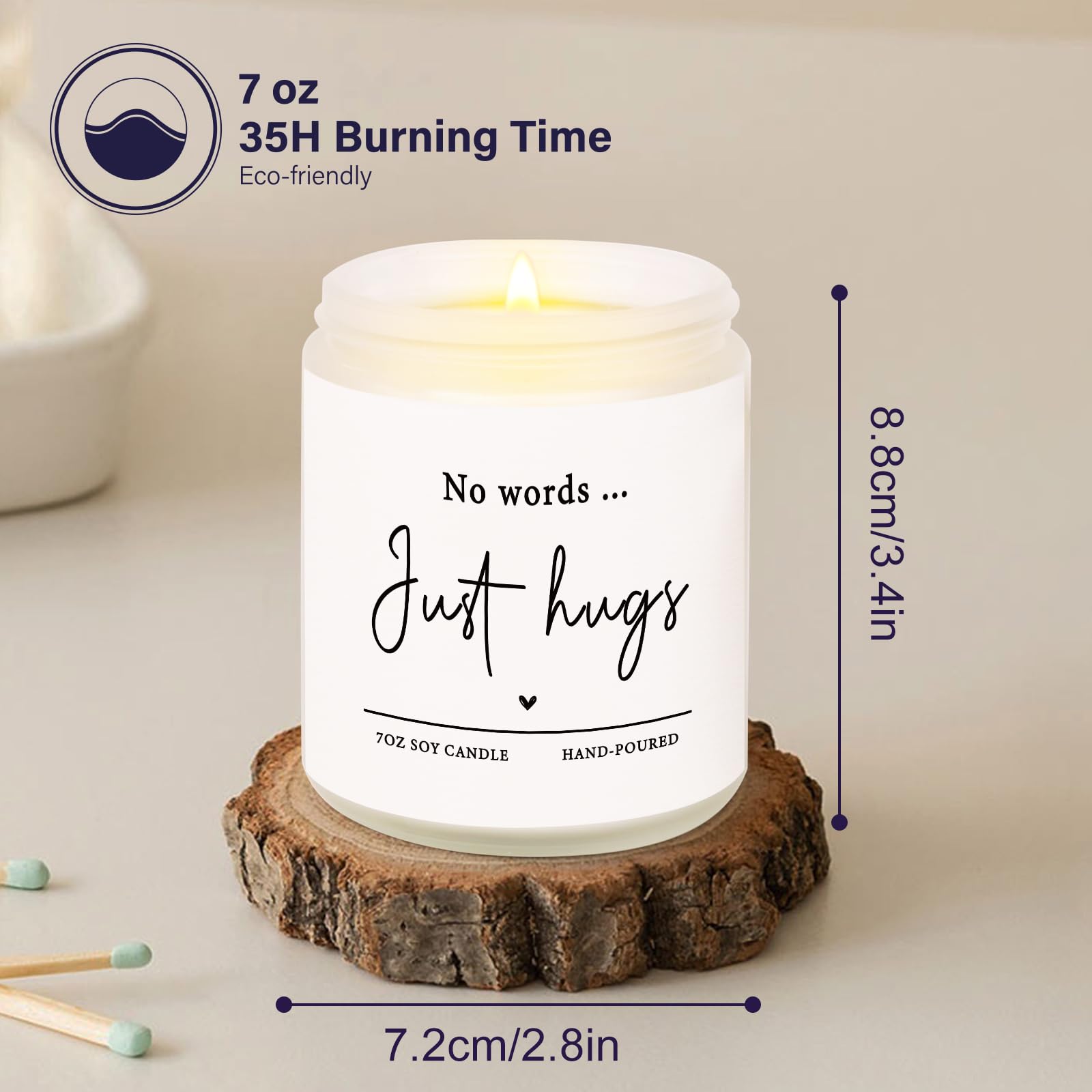 Shqiueos Sympathy Gifts for Loss of Loved One-No Words Just Hugs 7oz Lavender Scented Candle, Bereavement Gift Idea, Memorial, Grief Gift, Thinking of You, Get Well, Cheer Up, Comfort Condolence Gift