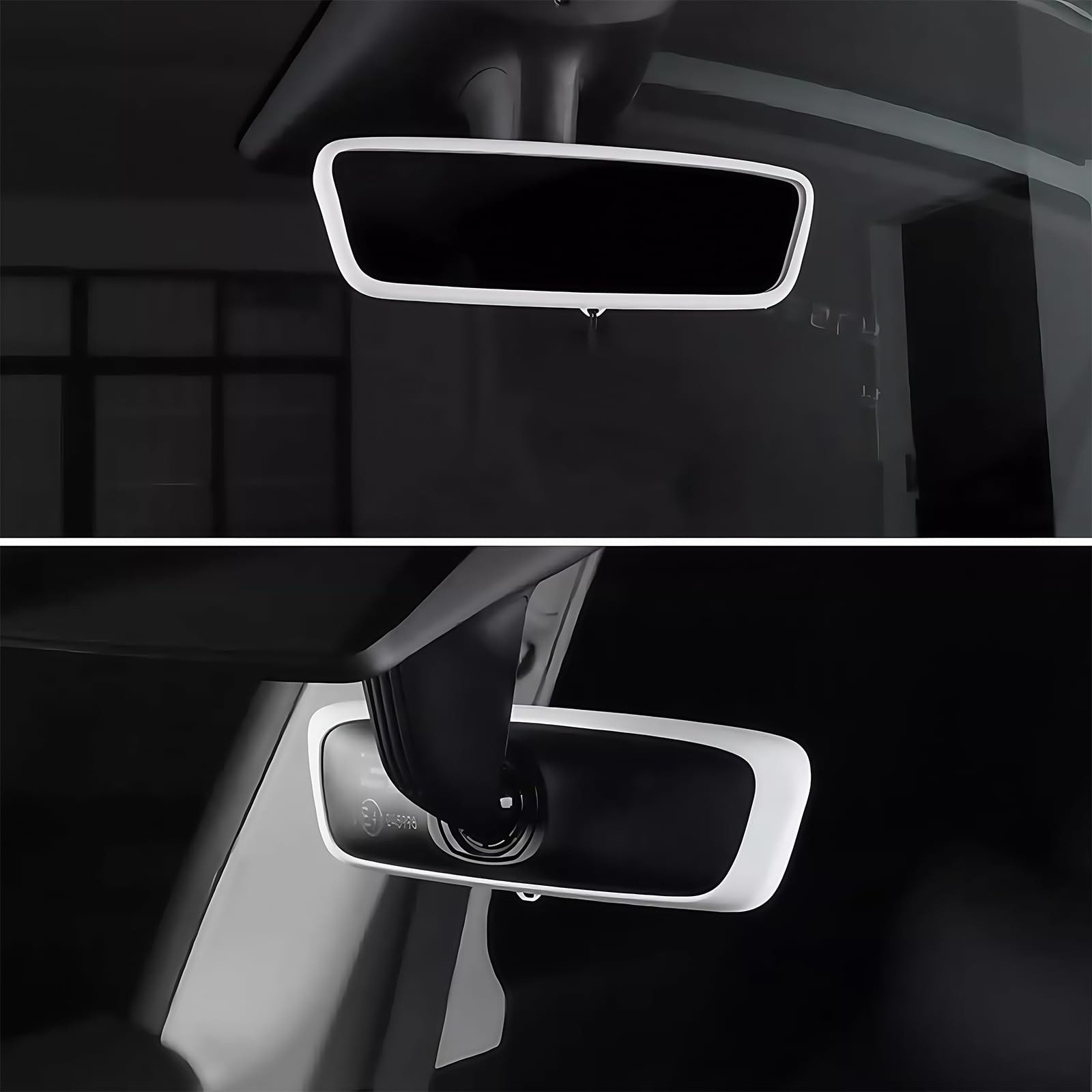 2PCS Protector Trim Frame Compatible with Tesla Model 3 Y 2020-2024 2026 Screen Edge Frame Rearview Mirror Cover Interior Silicone Decorations Center Console Decor Highland Juniper Accessories (White)