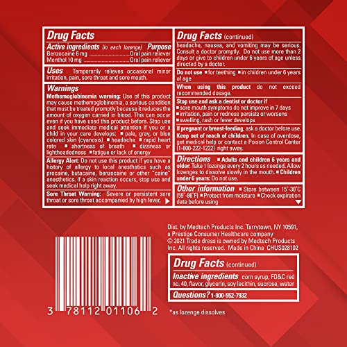 Chloraseptic Sore Throat Lozenges, Cherry, 18 Count, 6 Pack