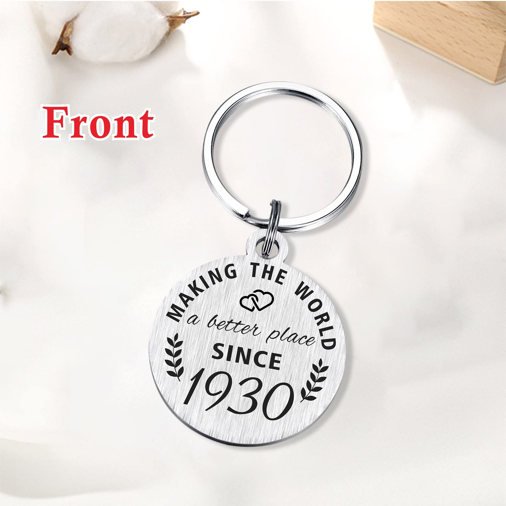 ABNTY 94th Birthday Gifts for Women Men, 94 Year Old Birthday Keychain, Born in 1930 Gifts, 1930 Birthday Decorations