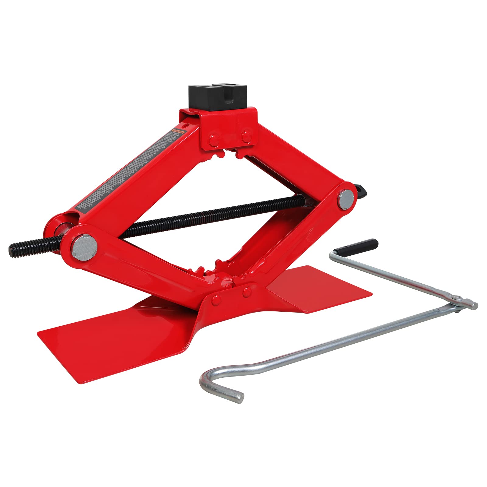 TCE AT10152S4U Torin Portable Steel Scissor Jack with S04 Engineering PVC Saddles: 1.5 Ton (3,000 lb) Capacity, Red