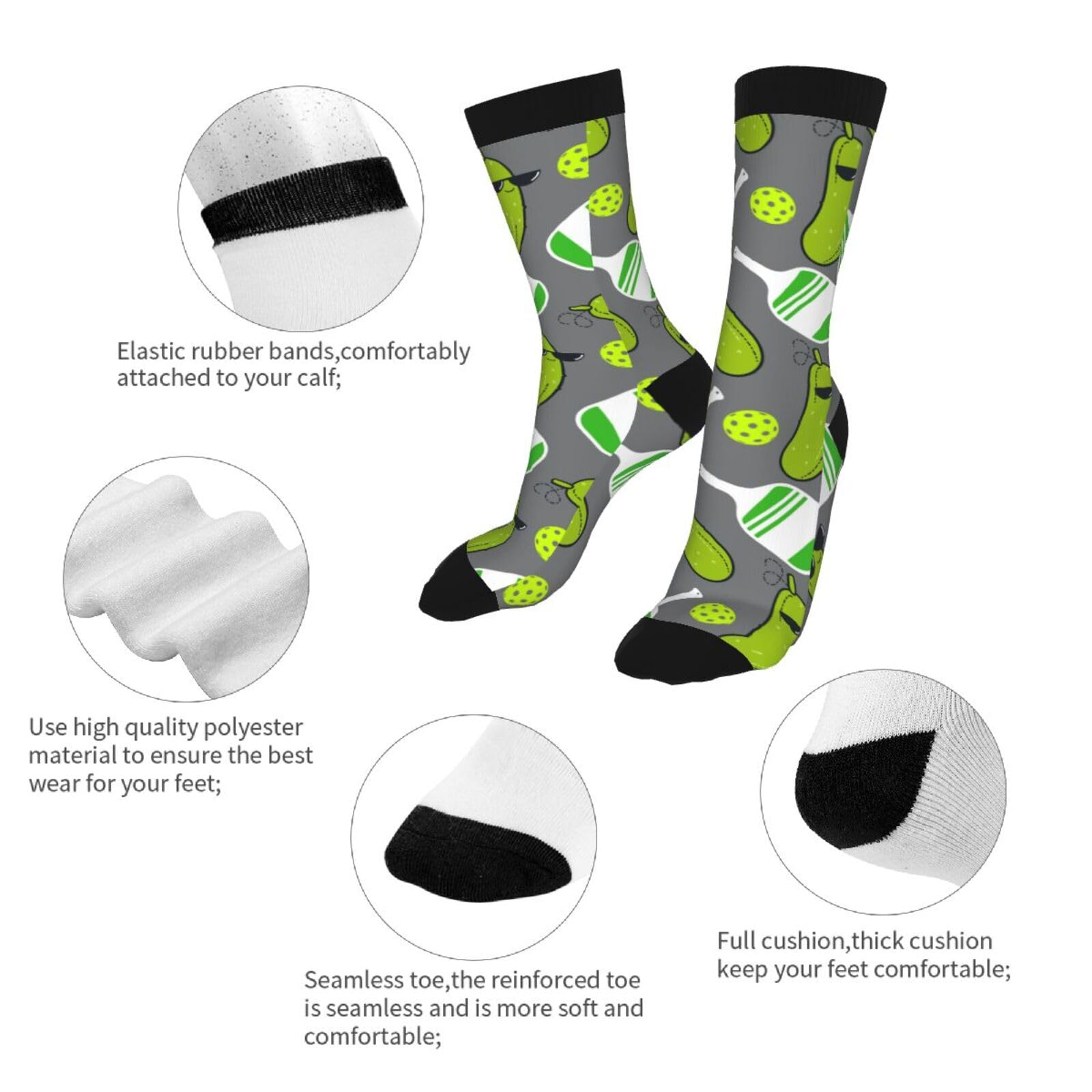 YCKNJYSG Pickleball Men's Novelty Funny Casual Crew Socks