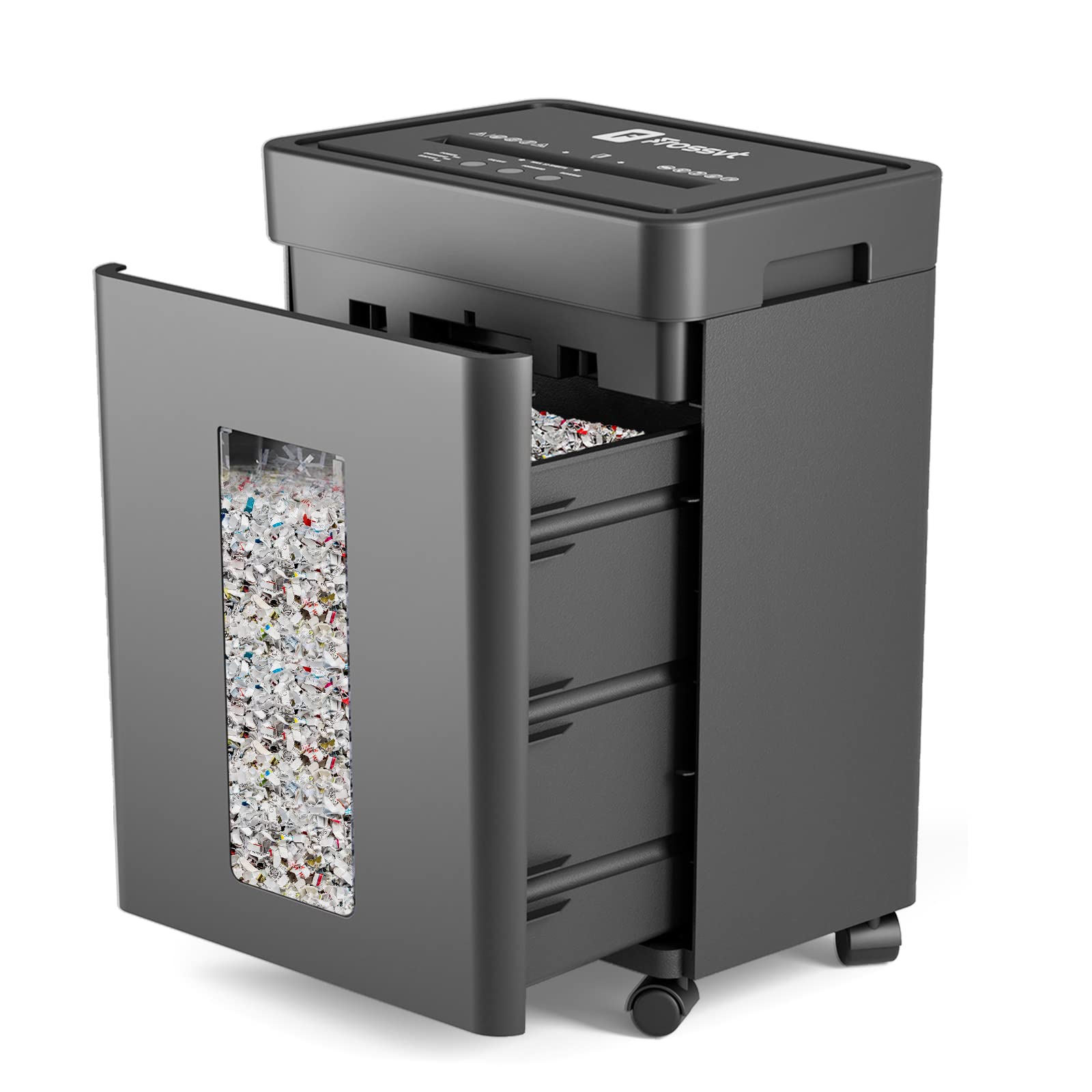 Frossvt Paper Shredder for Home Office Use, 12-Sheet Micro-Cut Paper and Credit Card, Security Level P-4, 5.3-Gallon Bin