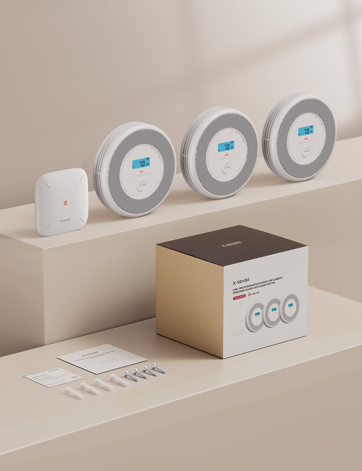 X-Sense Combination Smoke and Carbon Monoxide Detector with Voice Location, Interconnected Smoke Detector Carbon Monoxide Detector Combo with Base Station (Included), Model XP0A-MR31