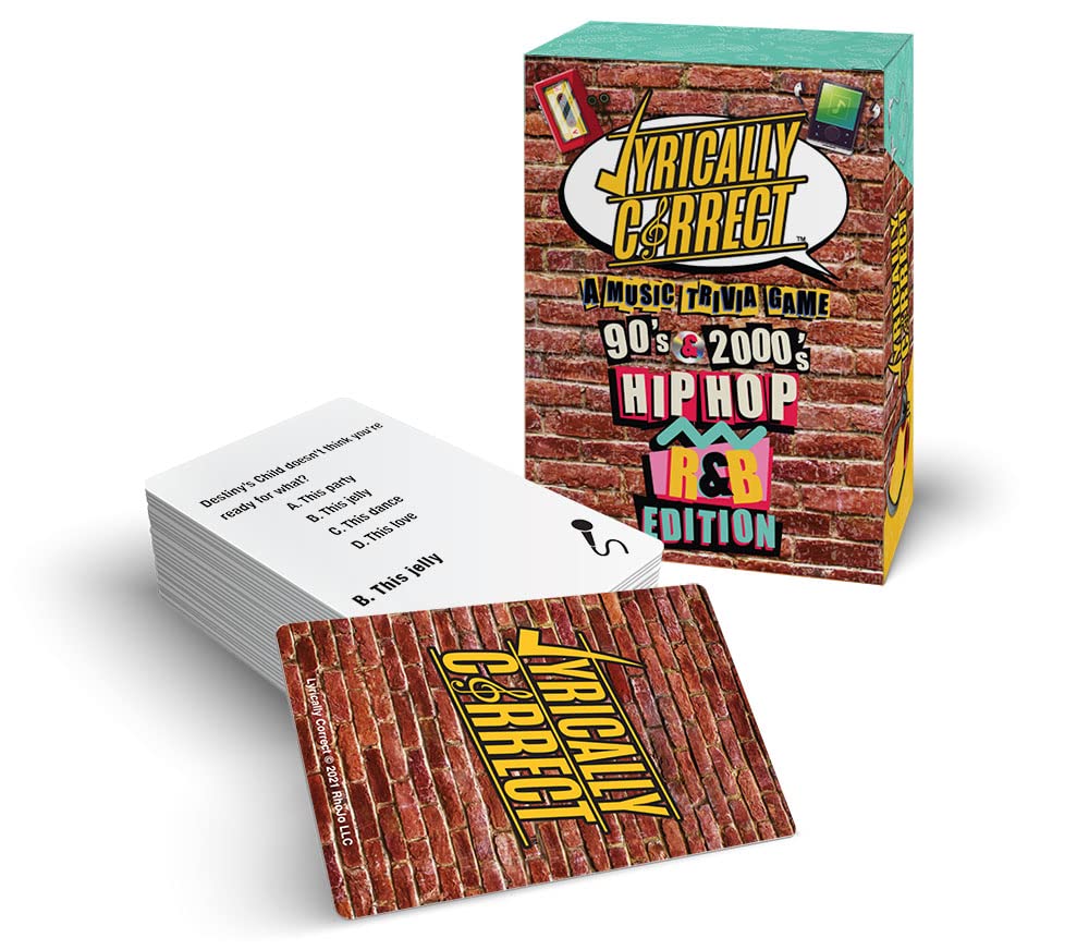 Lyrically Correct 90's and 2000's Hip Hop & R&B Music Trivia Card Game for Friends, Fun Party Game for Adults, Family Gatherings, Game Nights, and Finish The Lyrics Challenge