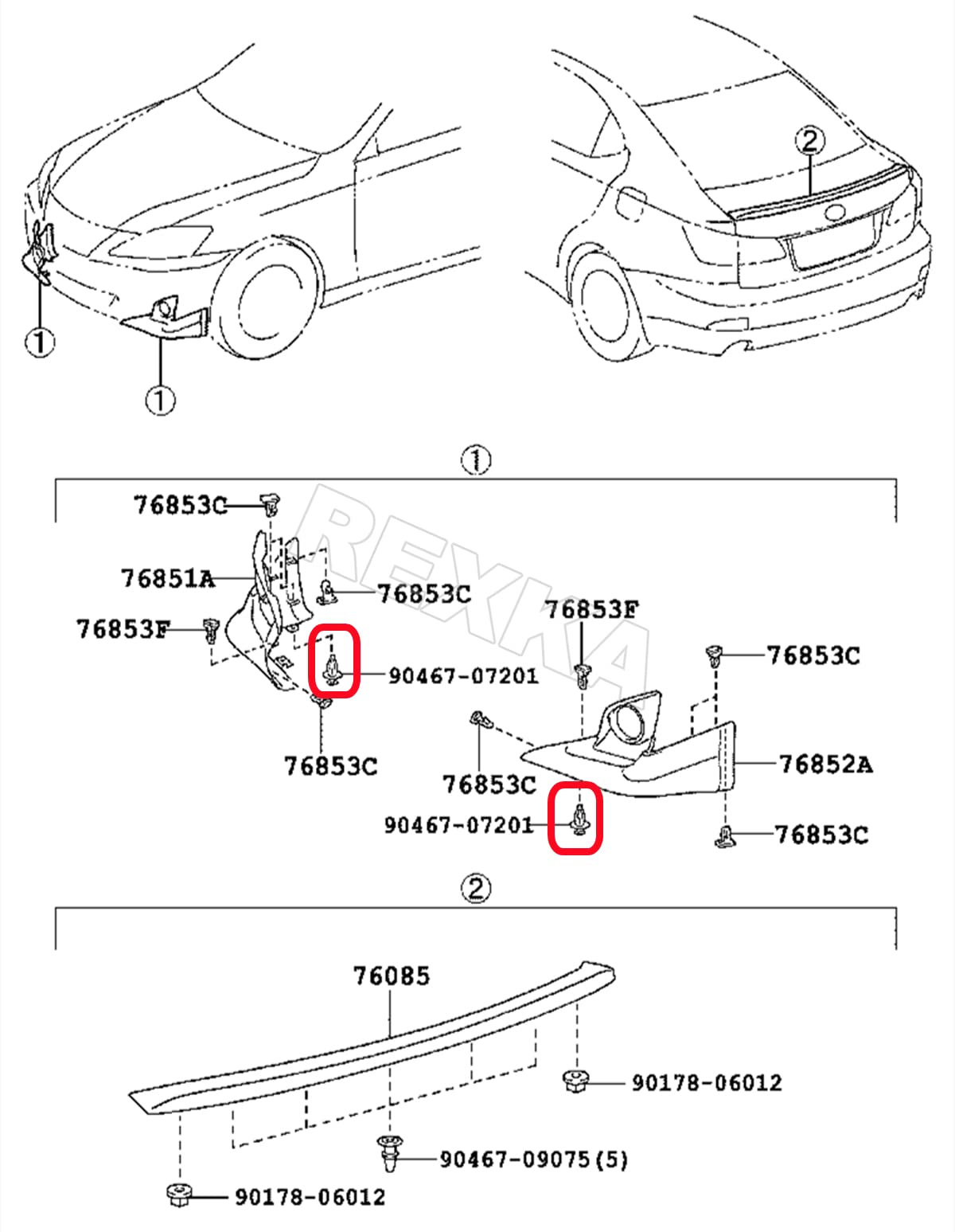 Rexka 20pcs Engine Splash Shield Fender Liner Trunk Lid Trim Under Cover Push-in Style Retainer Clip 90467-07201 for Toyota Lexus 4Runner Avalon Camry Corolla Highlander Matrix RAV4 Sequoia Tundra