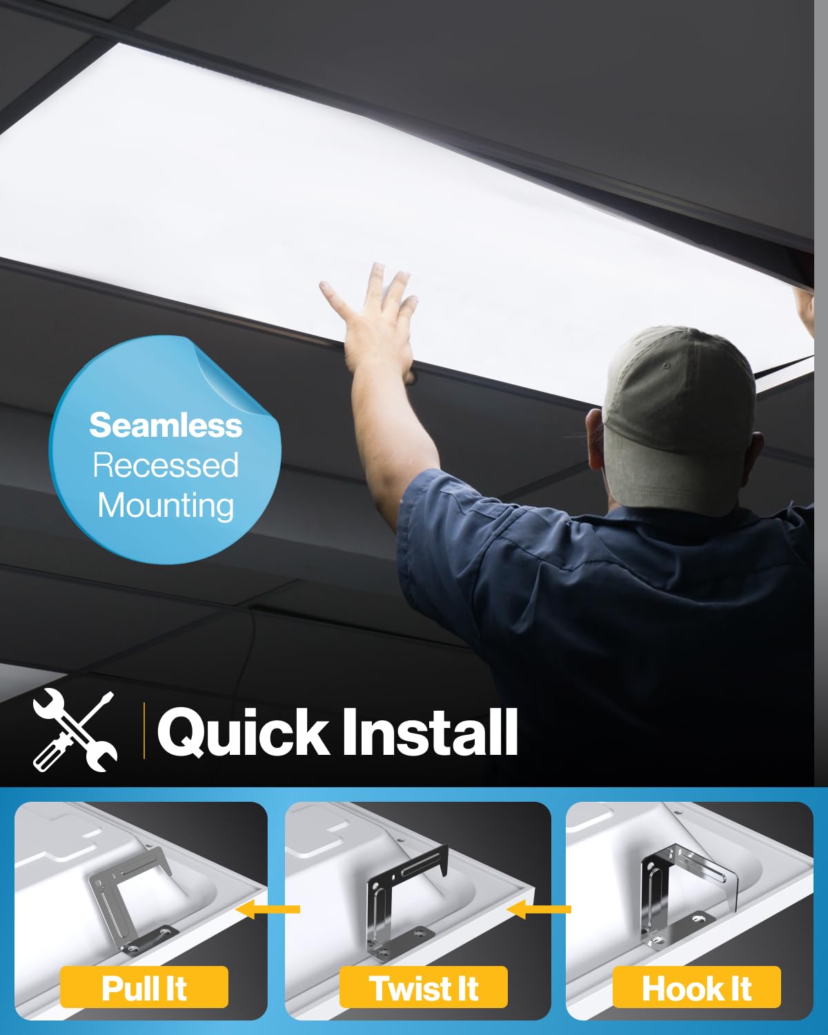 Sunco 2x4 LED Flat Panel Light Drop Ceiling Office Shop Commercial Warehouse Fixture, 6500 Lumens, Selectable Features, 30W/40W/50W, 4000K/5000K/6000K, Dimmable (0-10V), Dustproof ETL 4 Pack.