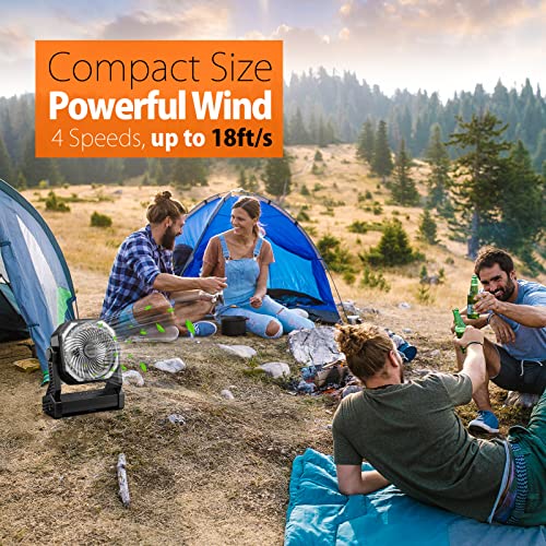 AddAcc 20000mAh Battery Operated Fan, Portable Rechargeable Desk/Camping Fan with Light and Hook, 270° Pivot 4 Speeds Battery Powered Outdoor Fan for Tent Car Trip Sleep Hurricane Power Outages…