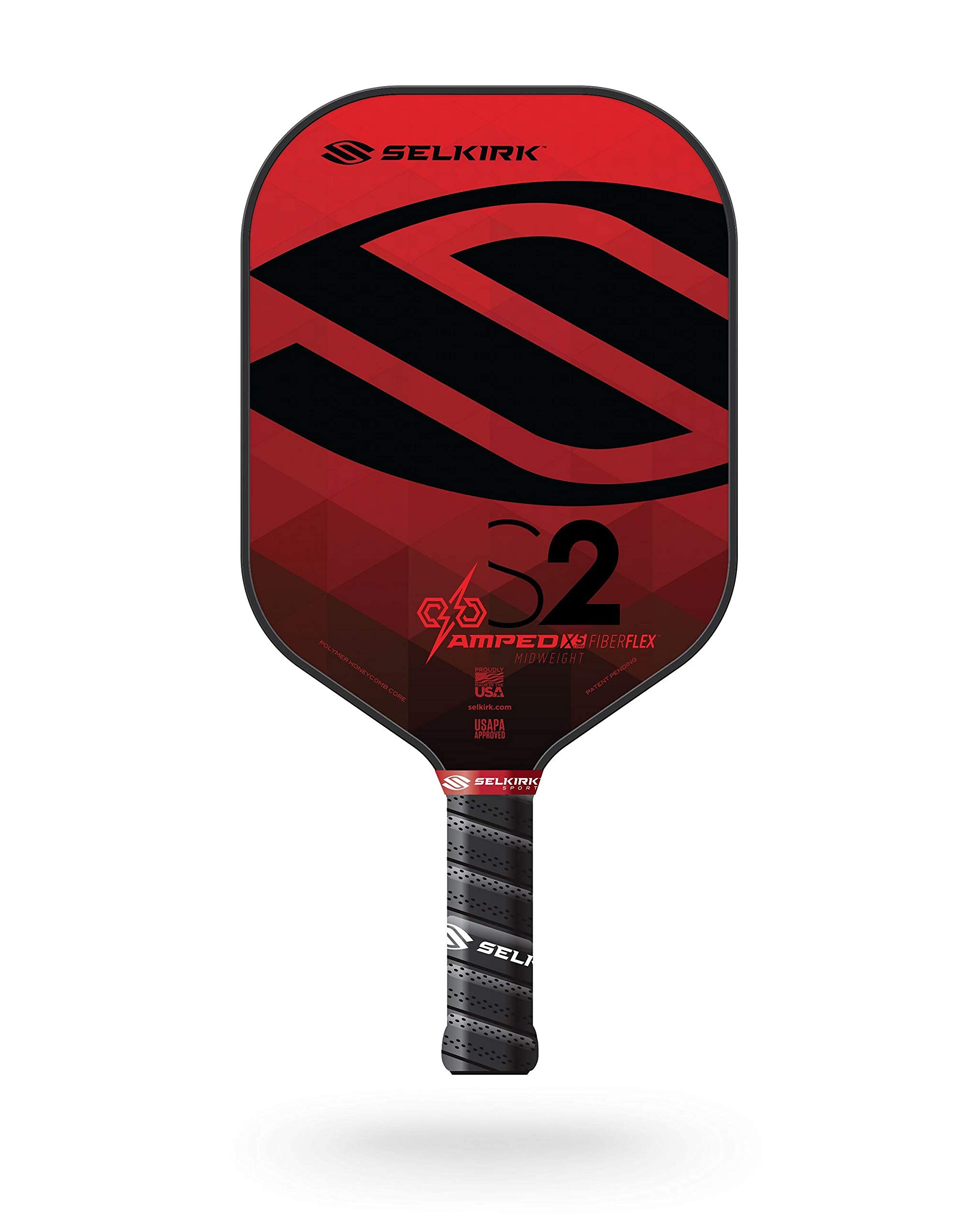 Selkirk Amped Pickleball Paddle | Fiberglass Pickleball Paddle with a Polypropylene X5 Core | Pickleball Rackets Made in The USA | 2021 Epic Midweight Selkirk Red |