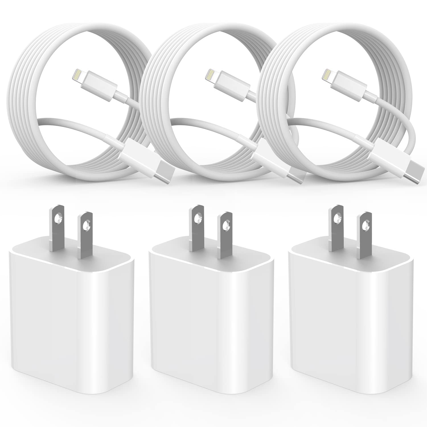 Fast Charger iPhone,iPhone Charger Cable,3Pack iPhone Charger Fast Charging 6Foot iPhone Charging USB C Charger Adapter 6FT Type C to Lightning Cable for iPhone 14 Pro Max/14 Plus/13/12 Mini/11/XS/SE