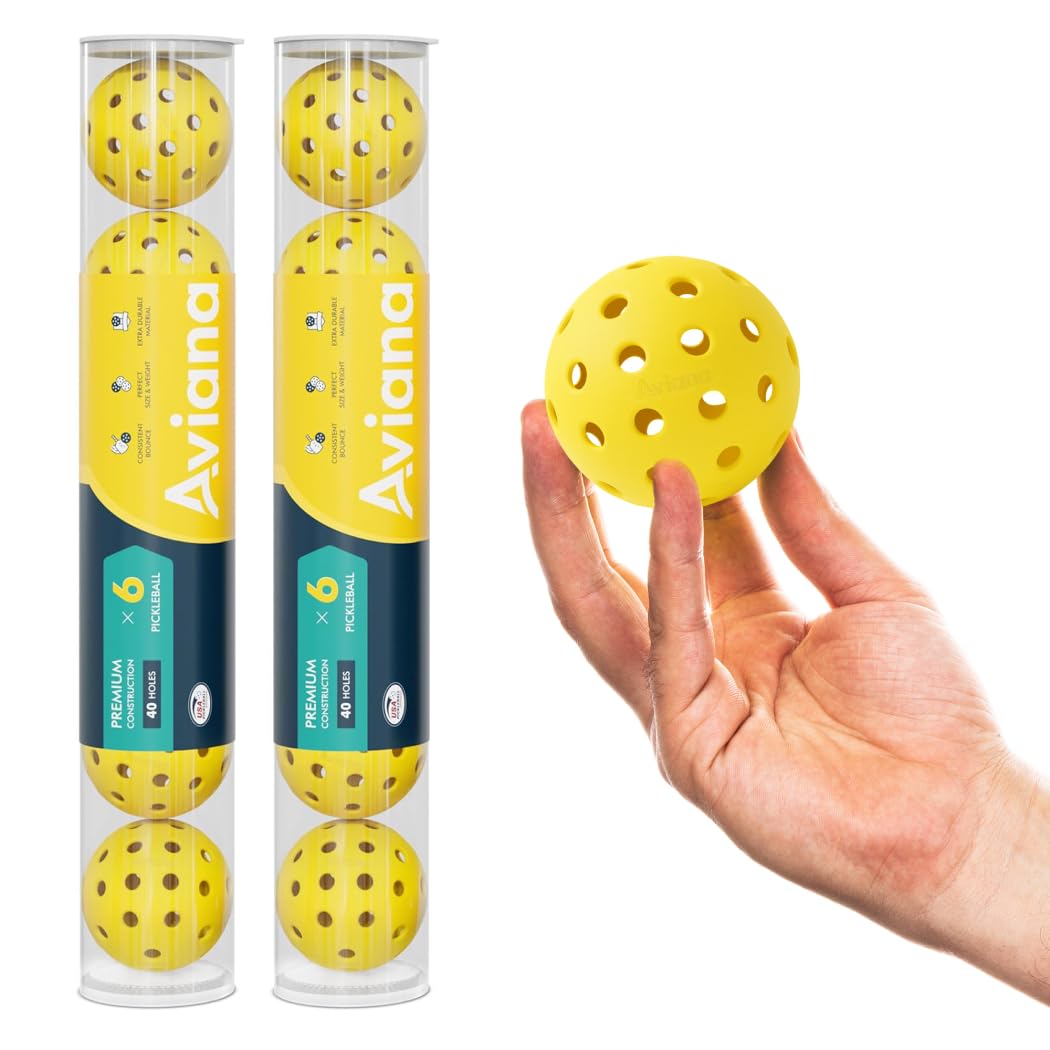 Pro Aviana Outdoor Pickleball Balls - USAPA Approved for Tournament Play 6, 12 & 48 Packs | Durable 40-Hole Design | Ideal for All Skill Levels | Pickleball Accessories | Pickleball Balls Outdoor