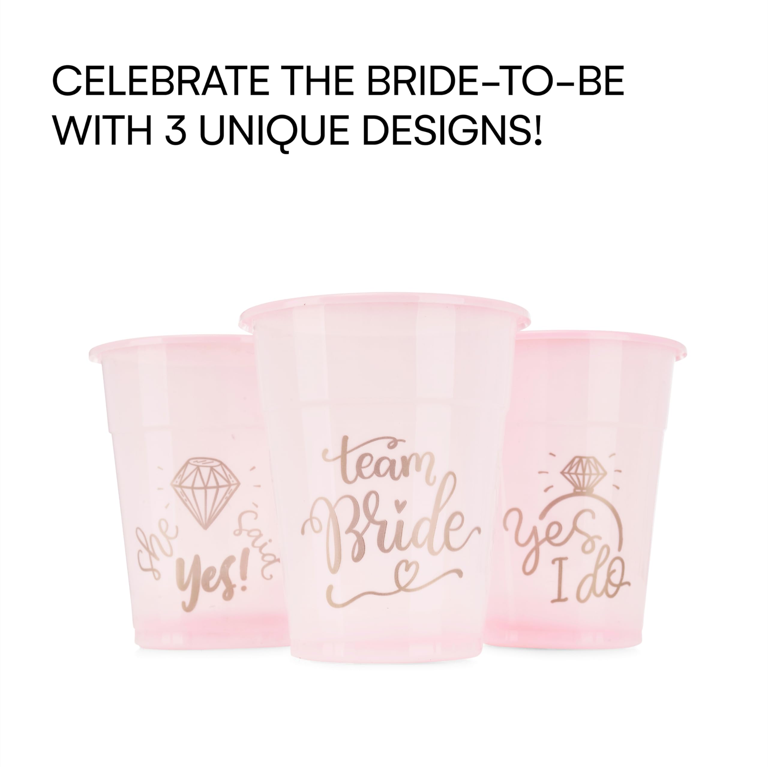 Neliblu Bachelorette Party Team Bride Cups - 25 Bridal Shower Decorations - Mega Party Pack of Team Bride, & She Said Yes Pink and Gold Cups For Weddings and Bridal Showers