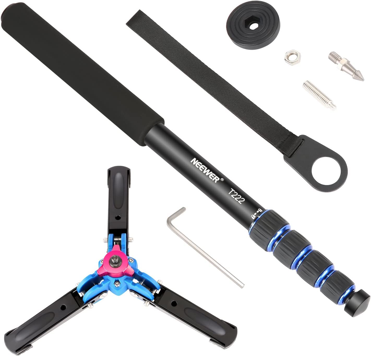 Neewer Extendable Camera Monopod with Detachable and Foldable Stand Base: Aluminium Alloy, Height 52-168 cm for Nikon Sony DSLR; Maximum Load of 5 kg