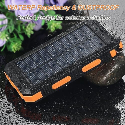 Solar Charger, 38800mAh Portable Solar Power Bank for All Cellphones, Waterproof Battery Pack, Outdoor External Backup Power Charger Dual USB 5V Outputs/LED Flashlights, Perfect for Camping Travel