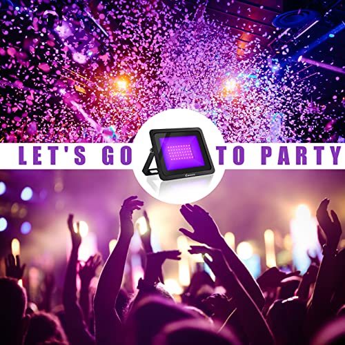CONALUX 395nm 10W LED Black Light with US Standard Plug and Switch, 4.9ft Power Cord, IP66 Waterproof Blacklight is used for Indoor or Outdoor Glow Party, Stage Lighting,Body Paint, Fluorescent Poster