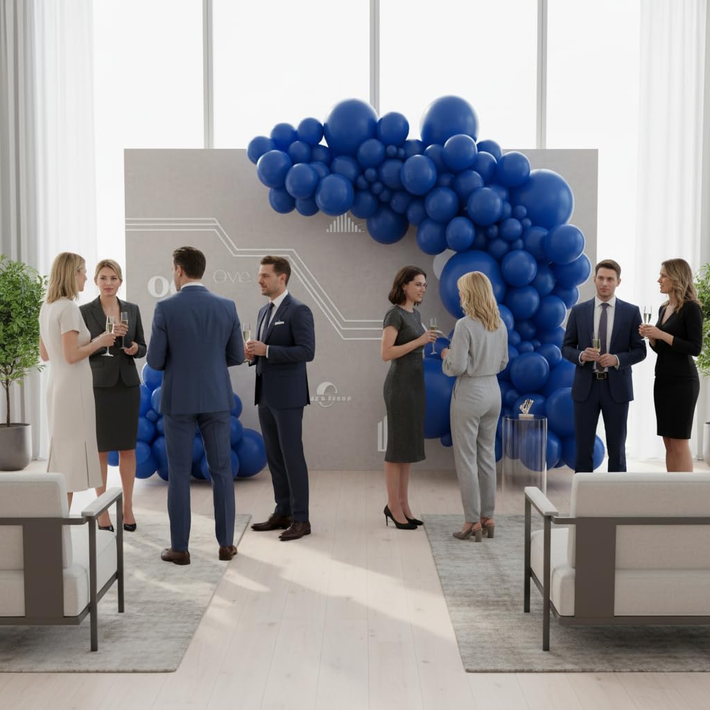 Balloon Garland Arch Kit – 146 Pcs Ultramarine Blue Balloons & Baby Shower Boxes with Letters – White Boxes with Blue, Silver & White Balloons