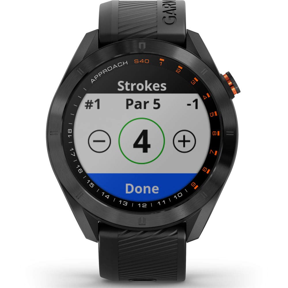 Garmin Approach S40, Stylish GPS Golf Smartwatch, Lightweight with Touchscreen Display, Black