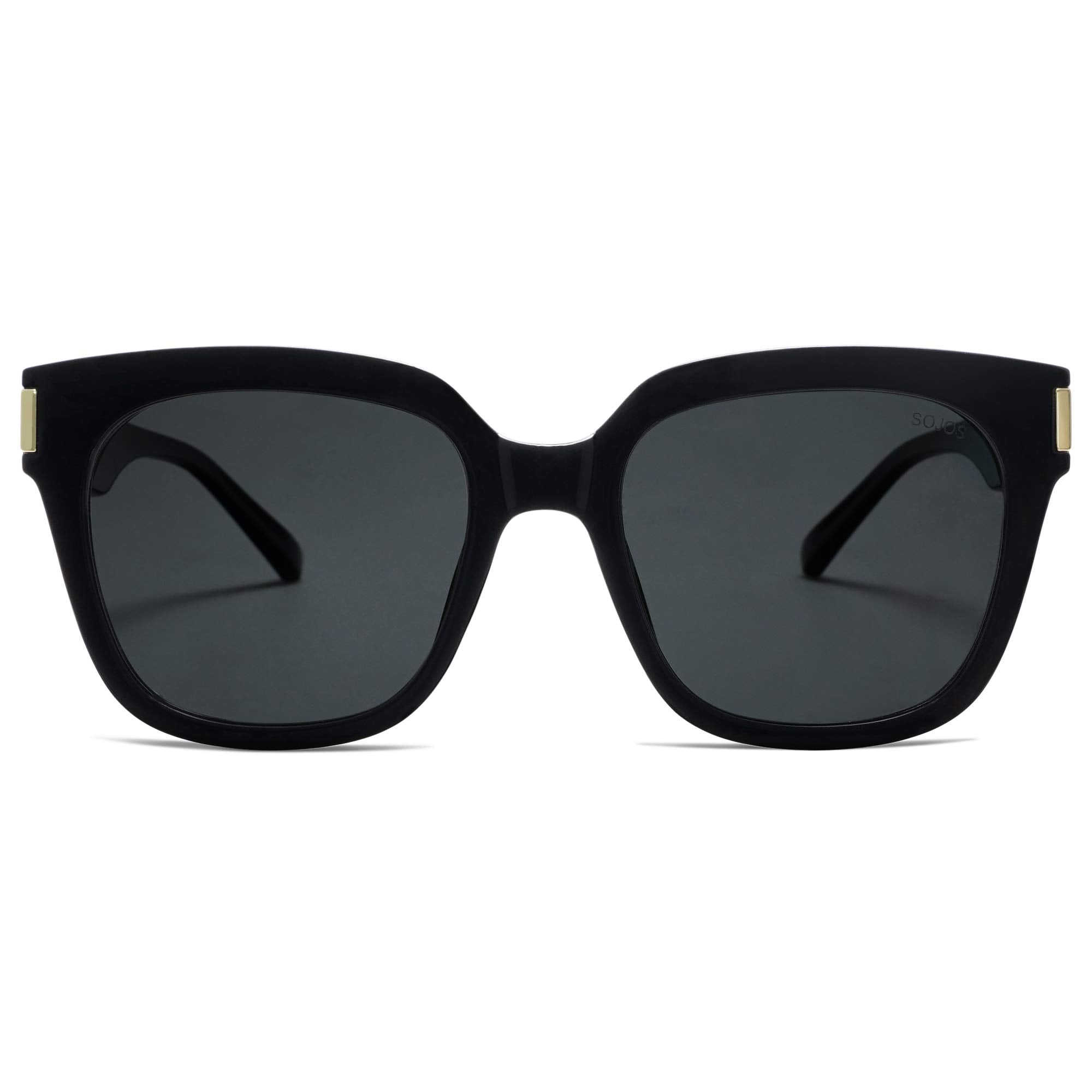 SOJOS Polarized Sunglasses for Women Men Trendy Square Glasses SJ2149 with Black Frame/Grey Lens
