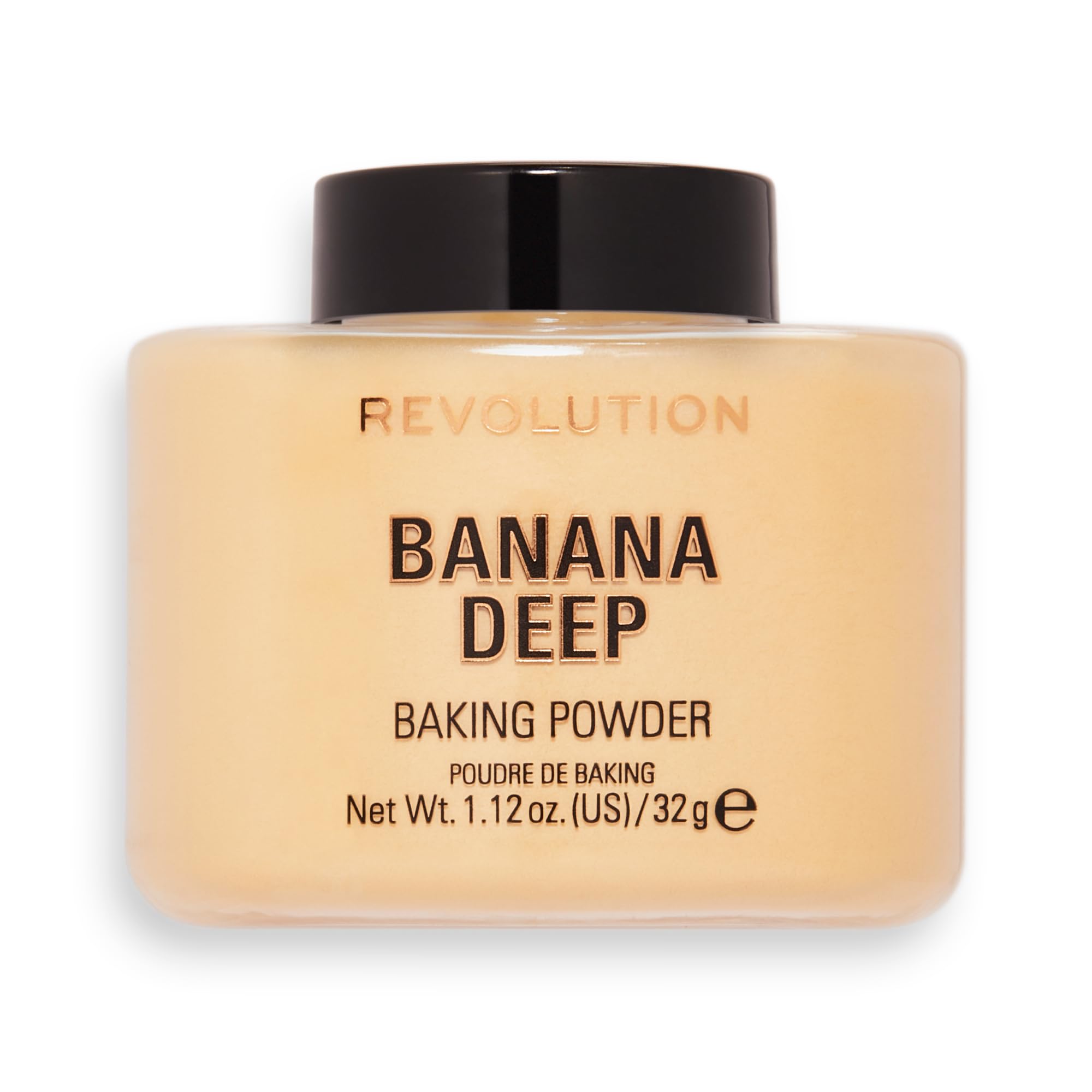 Revolution Beauty, Loose Baking Powder, Makeup Setting Powder, Long Lasting Coverage, Mattifies & Reduces Shine, Banana Deep, 1.13 Oz