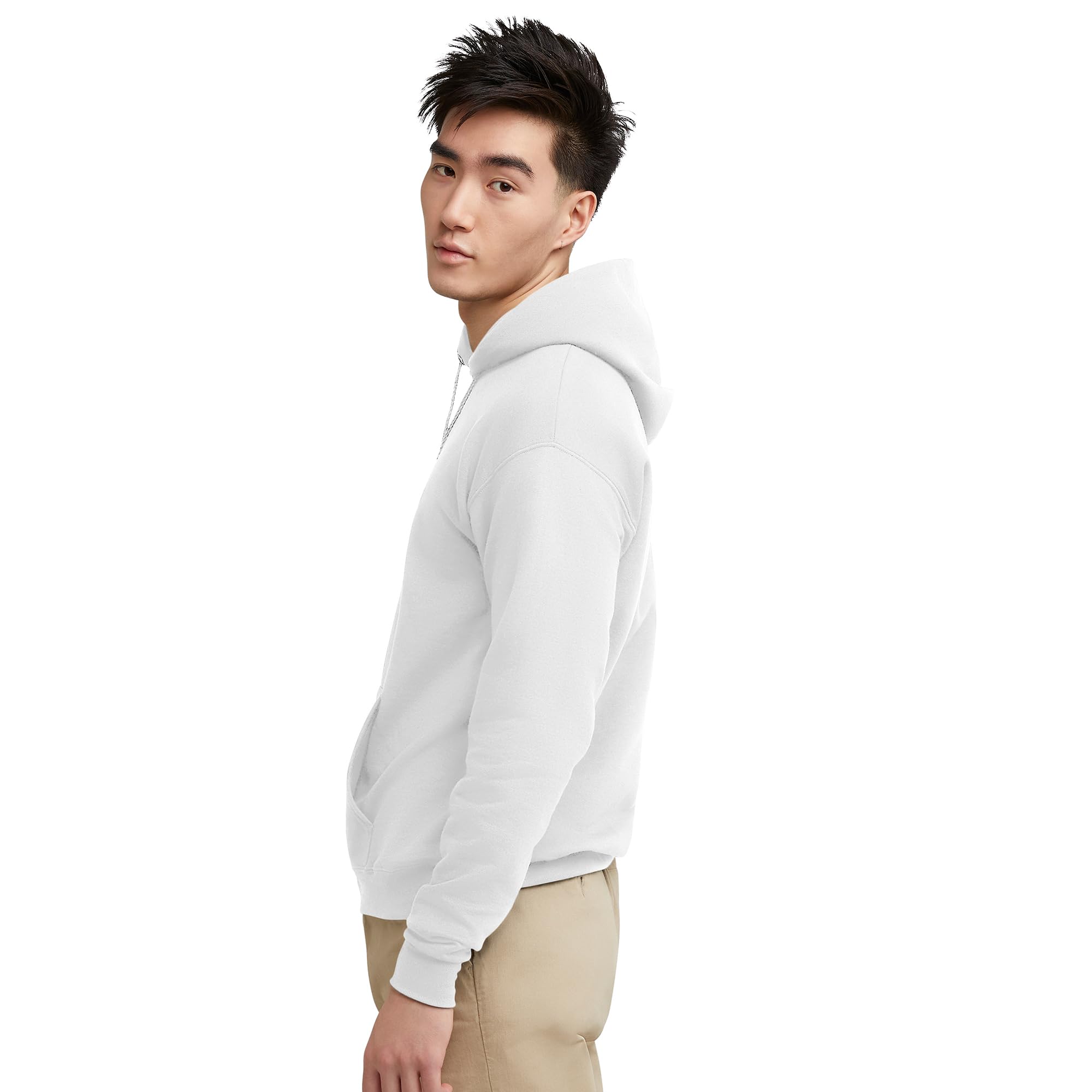 Hanes Men's Pullover EcoSmart Hooded Sweatshirt, white, Small