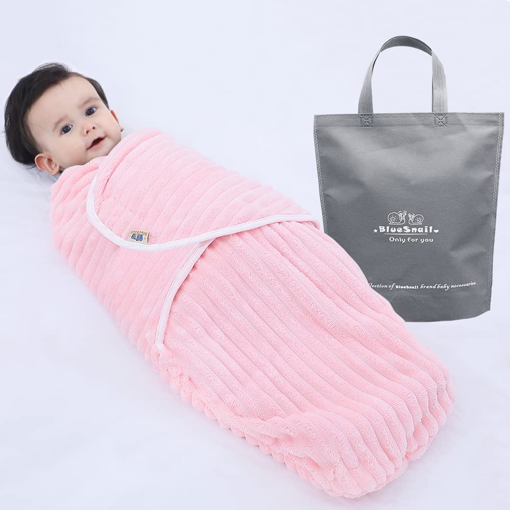 BlueSnail Newborn Baby Swaddle, Easy Wrap Receiving Blanket, Newborn present for Baby Girl (L,3-6 Months, Pink)