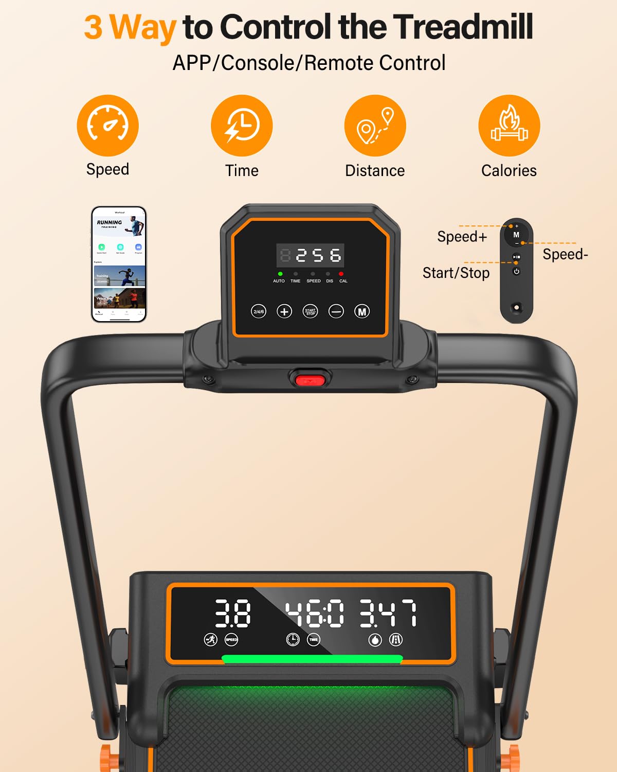Treadmill Walking Pad with 12% Incline/Handle Bar/2 LED Display, 3.5HP Portable Treadmills for Home Small, Foldable Walking Pad Treadmill 350+lb Capacity, Smart App, 4 Adjustable Incline, RGB Light