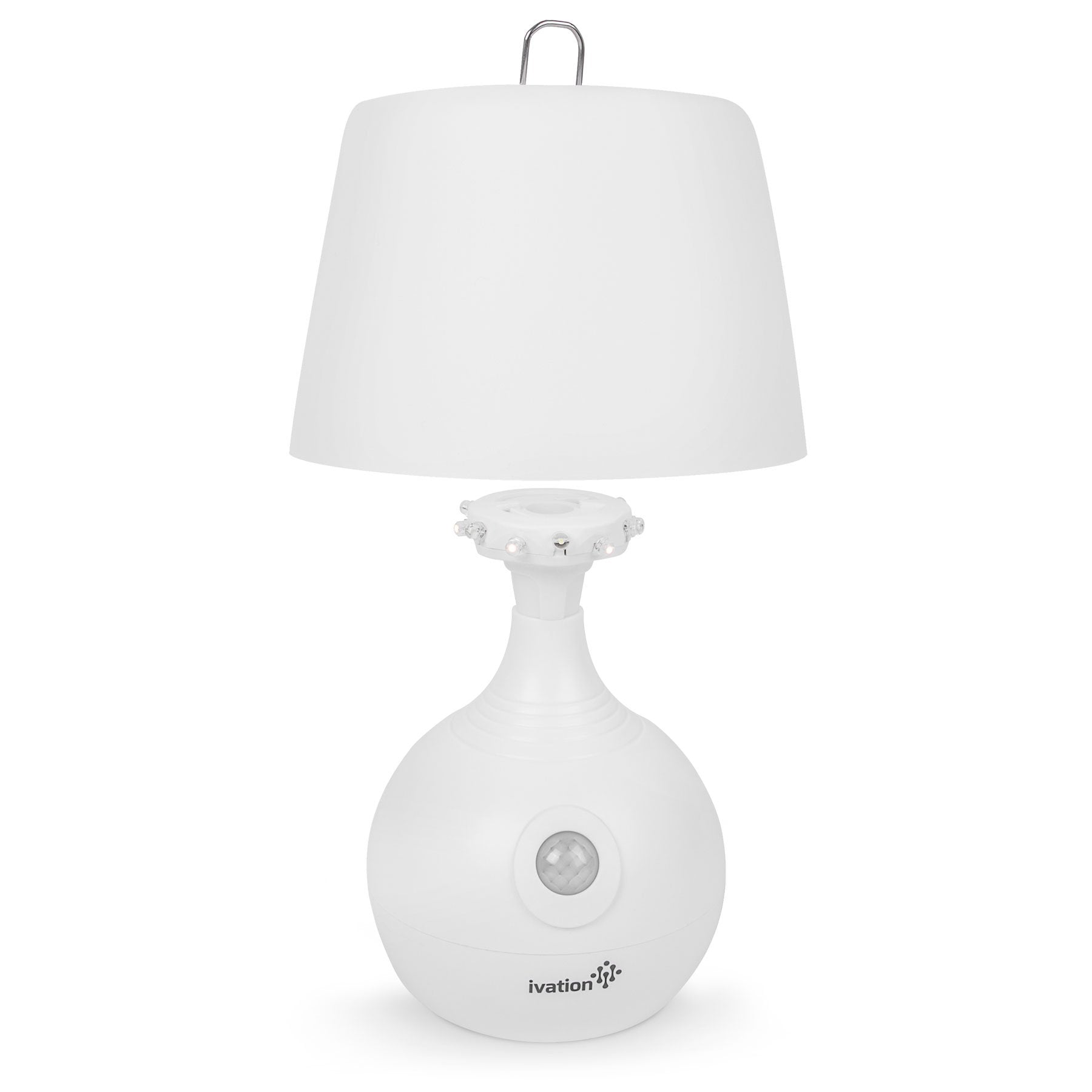 Ivation 12-LED Battery Operated Motion Sensing Table Lamp - Dual Color Range - Available Settings Include Manual & Automatic Motion & Light Sensing, White