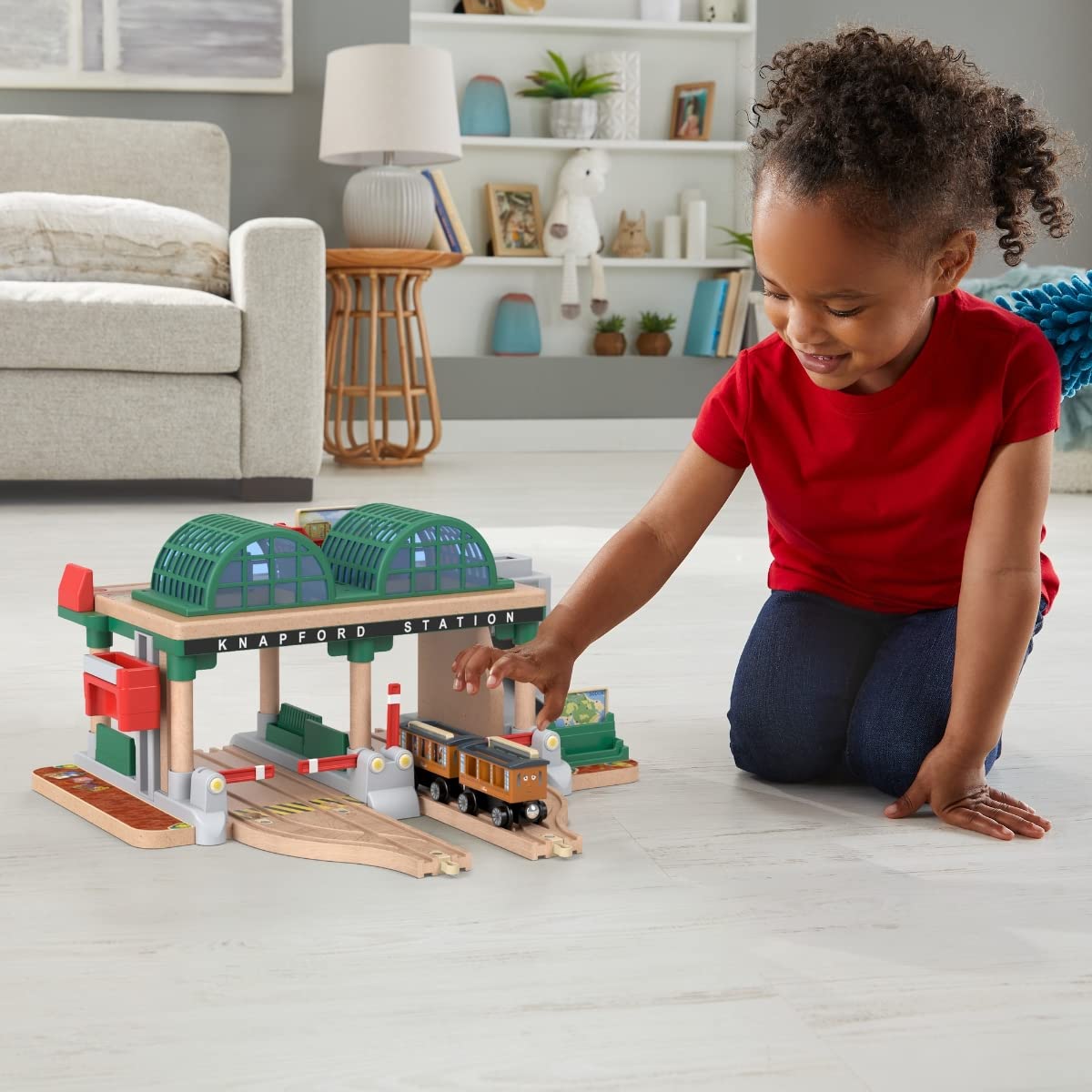 Thomas & Friends Wooden Railway Toy Train Set Knapford Station Passenger Pickup Wood Playset for Preschool Kids Ages 3+ Years
