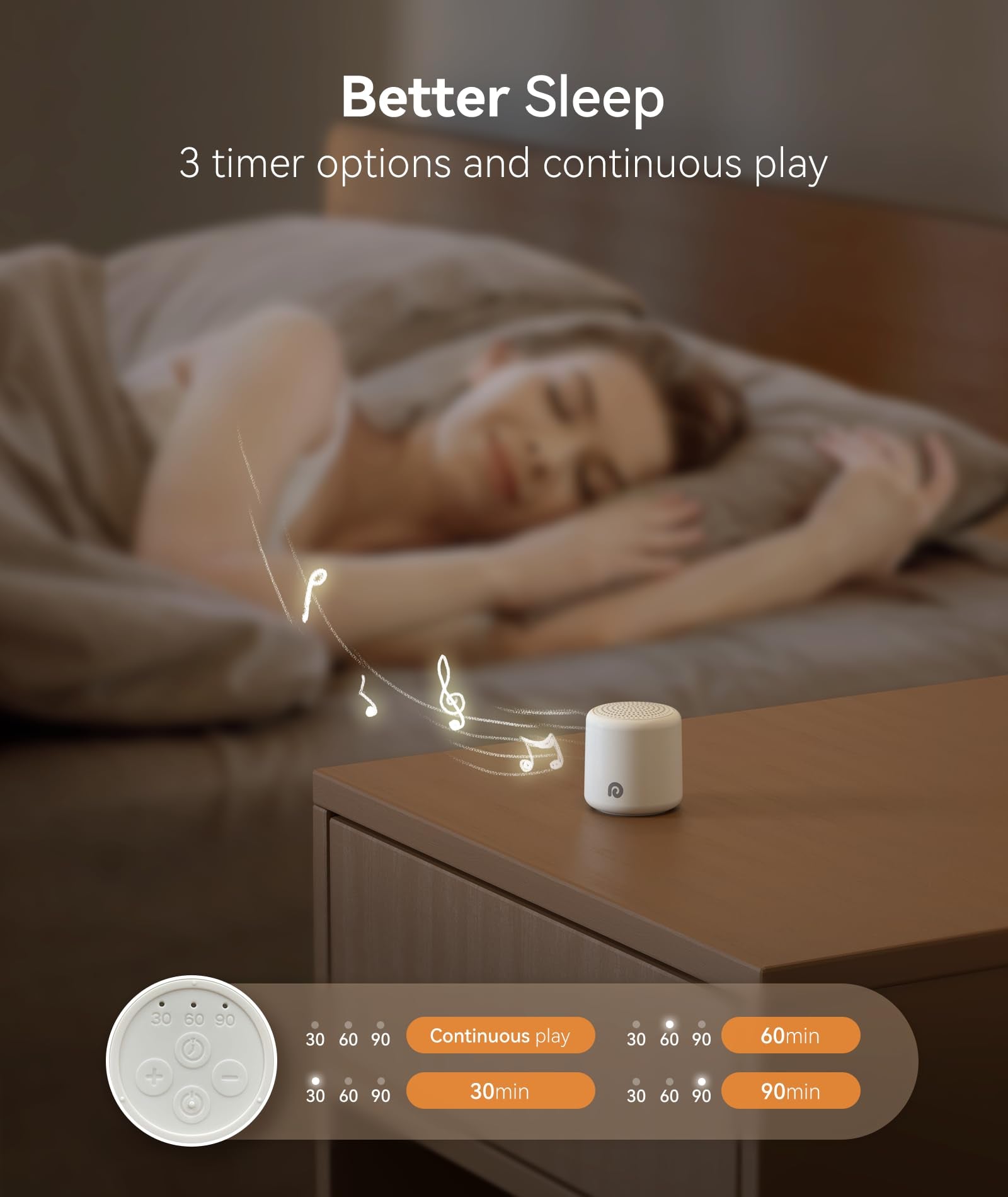 Dreamegg Portable Travel White Noise Machine for Sleep, Features Powerful Battery, Egg-Sized, 16 Nature Sounds, Timer, for Baby Adults Office Privacy Home Gift, Cream