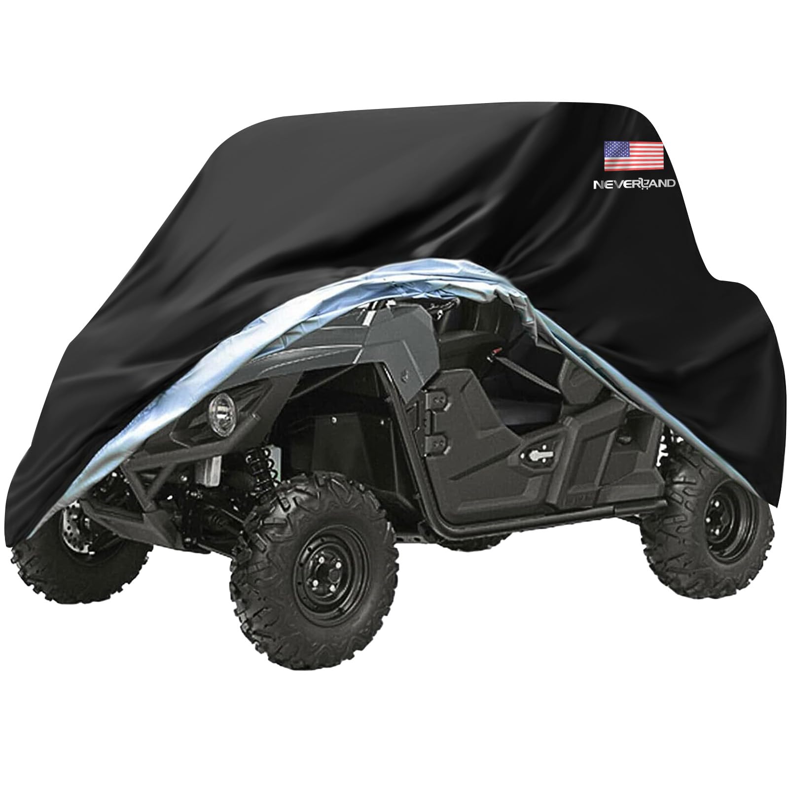 NEVERLAND UTV Covers, Side by Side Cover Waterproof 300D Heavy Duty Outdoor Utv Cover with American Flag Compatible with Honda Pioneer Polaris Ranger Protection 114.17"x 59.06"x 74.80"(290x150x190 cm)