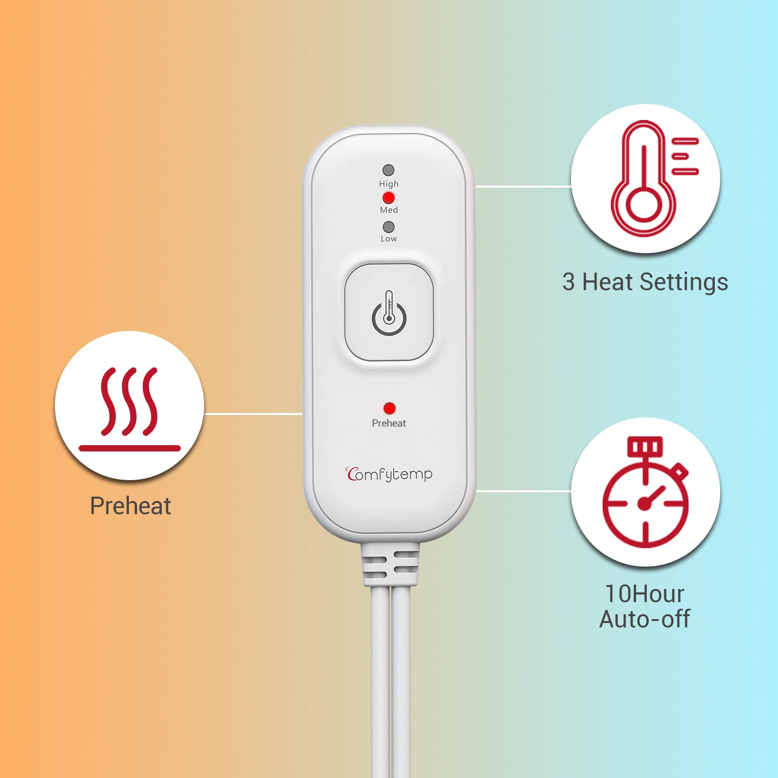 Comfytemp Heated Mattress Pad Mini Twin Size 31"x55", Single Controller Quilted Electric Mattress Pads with 7-Layer Comfort Structure, 3 Heat Settings & 10 Hours Auto Shut Off, Machine Washable