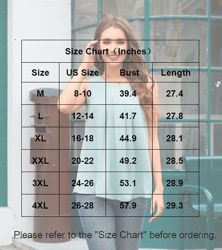 Bestbee Women's Summer Dressy Chiffon Blouses Crew Neck Sleeveless Tunic Tops Office Cute Work Shirts Casual Tank Tops, L, Black Floral Beige