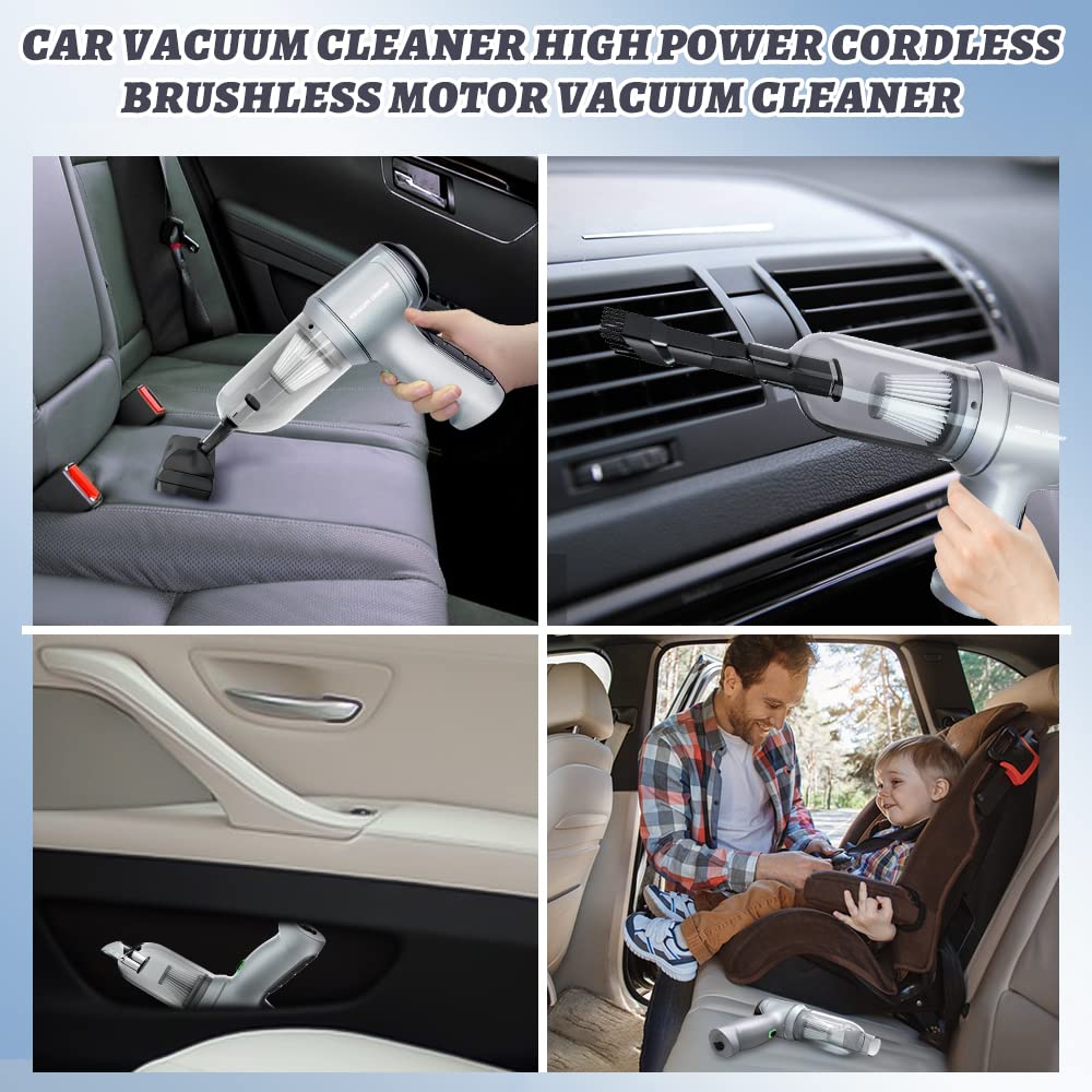 Tipcoo Cordless Car Vacuum Cleaner -3-in-1 Handheld Vacuum Cleaner with Brushless Motor, 15000PA High Power Mini Vacuum Cleaner for Car/Office/Home, to inflate/Deflate for Swimming Ring/Vacuum Bag