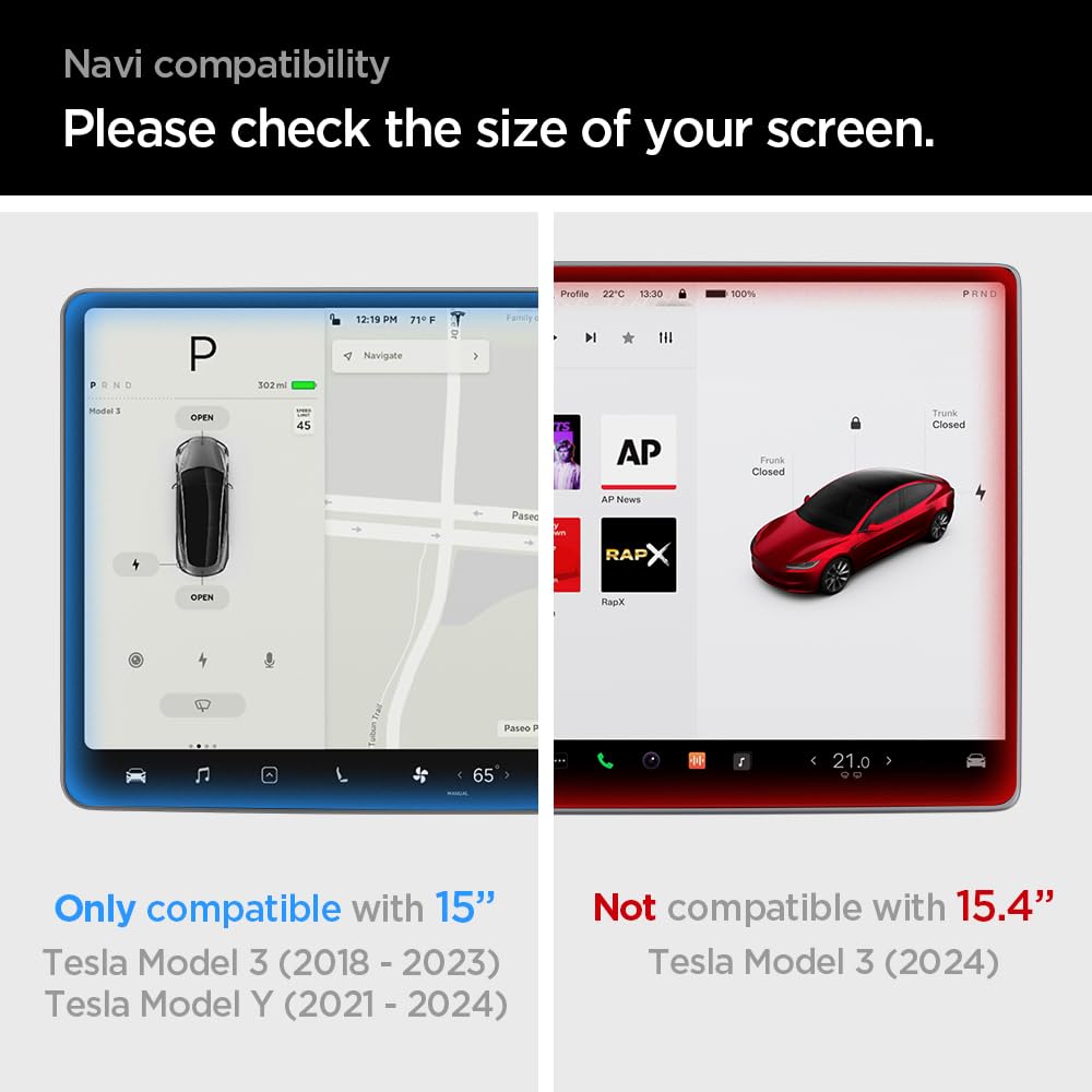 Spigen Tempered Glass Screen Protector [GlasTR EZ FIT] Designed for Tesla Model 3 (2023-2017), Tesla Model Y (2024-2020) 15 inch Dashboard Touchscreen - Matte/Anti Fingerprint